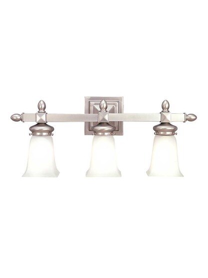 Cumberland 3-Light Bath Sconce in Satin Nickel.